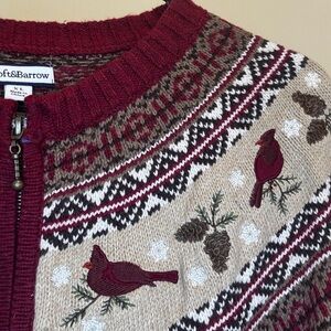 croft & barrow Zippered Cardigan with Cardinal Embroidery XL